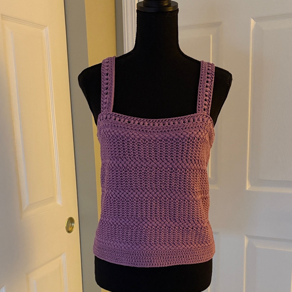 Vince Purple Crochet Camisole